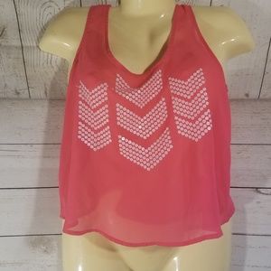 2 for 15.00 Material Girl Coral Sequin Sheer Top